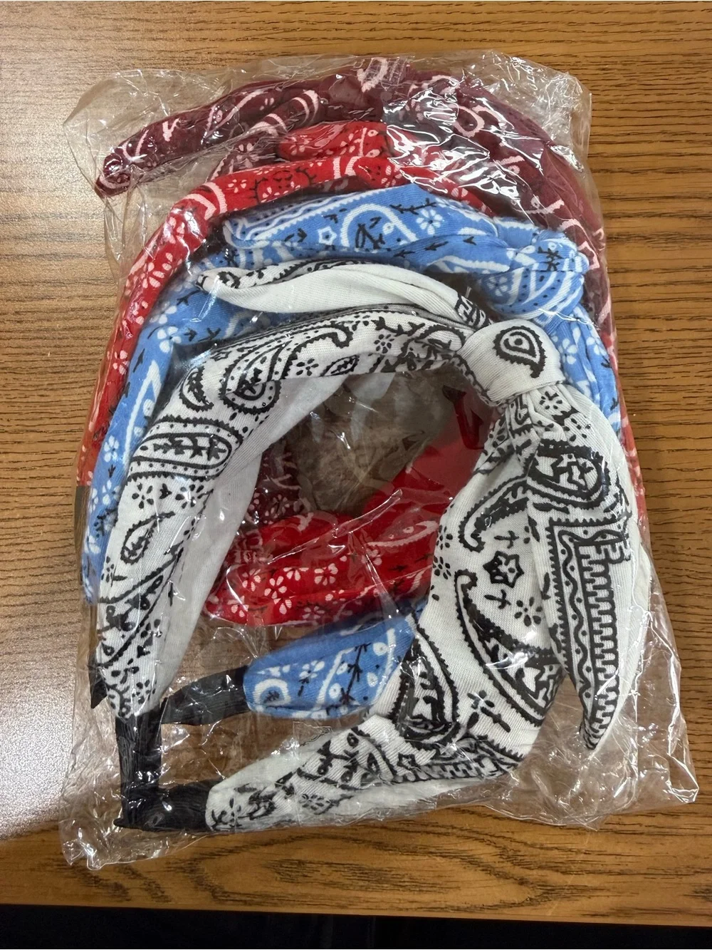 Trendy Knot Bandana Headband - Maroon, Red, Blue, White